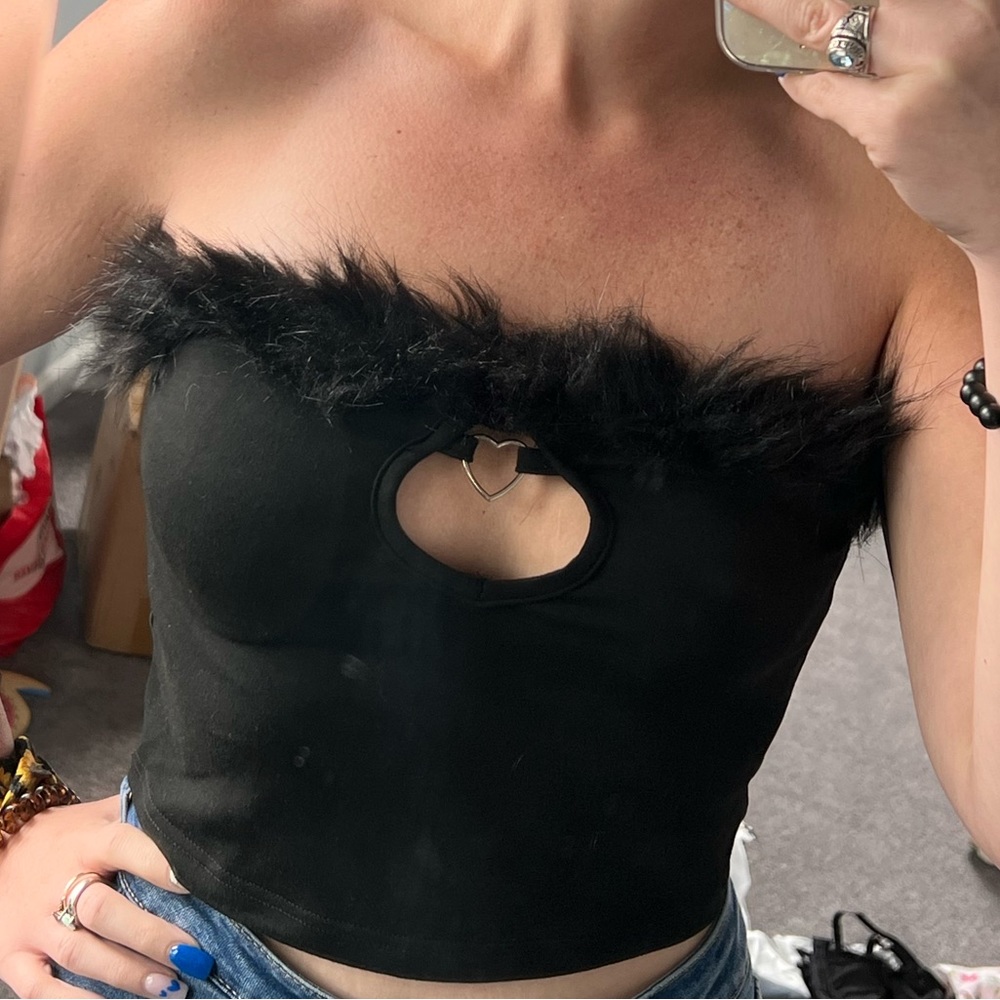 Shein Fuzzy Tube Top